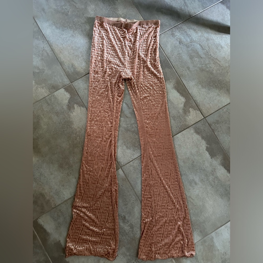 SKIMS velvet logo burnout flare leggings - sienna